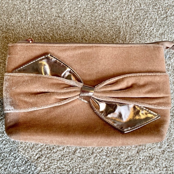 Nwot Peach Velour Cosmetic Bag